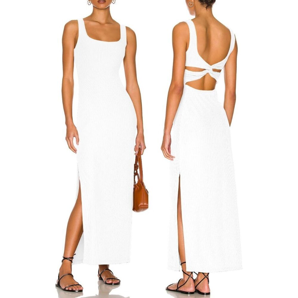 Women's Maxi Dress Cotton Viscose Slit Backless Casual Evening Daywear